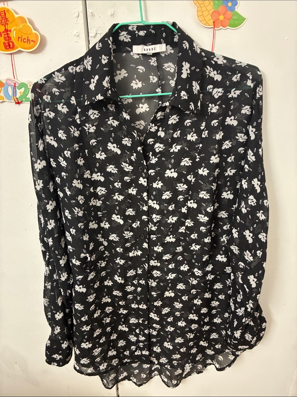 Black Floral Button-Up Blouse